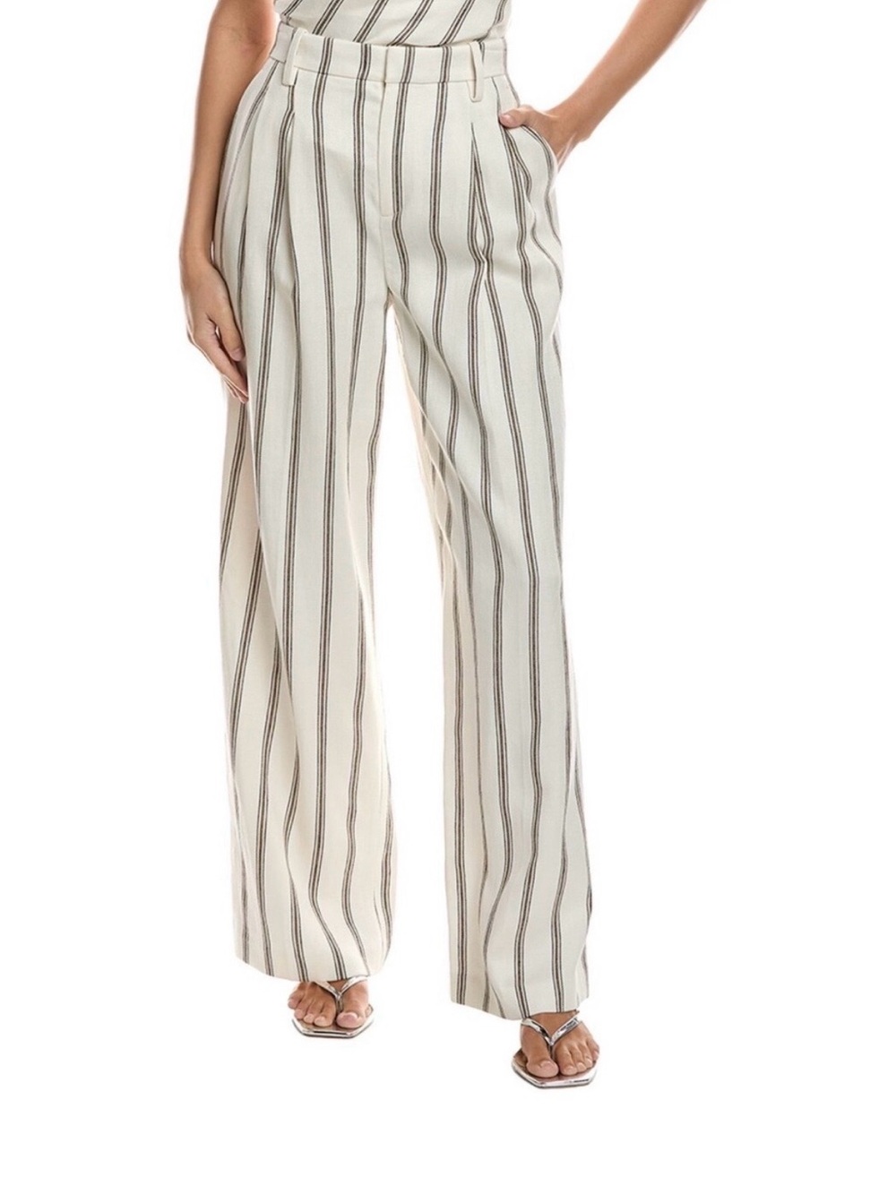 A.L.C Striped Cream Trousers